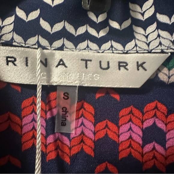 NWT TRINA TURK Ira 3 100% Silk Pajama Style Top ~ Fairisle Print small reg $145 - Picture 6 of 10